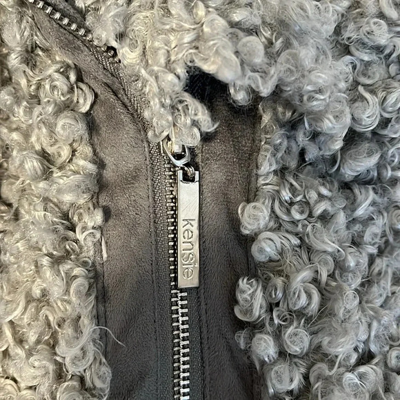 KENSIE Grey Lamb Faux Fur and Faux Suede Long Vest, Size S - Picture 3 of 12